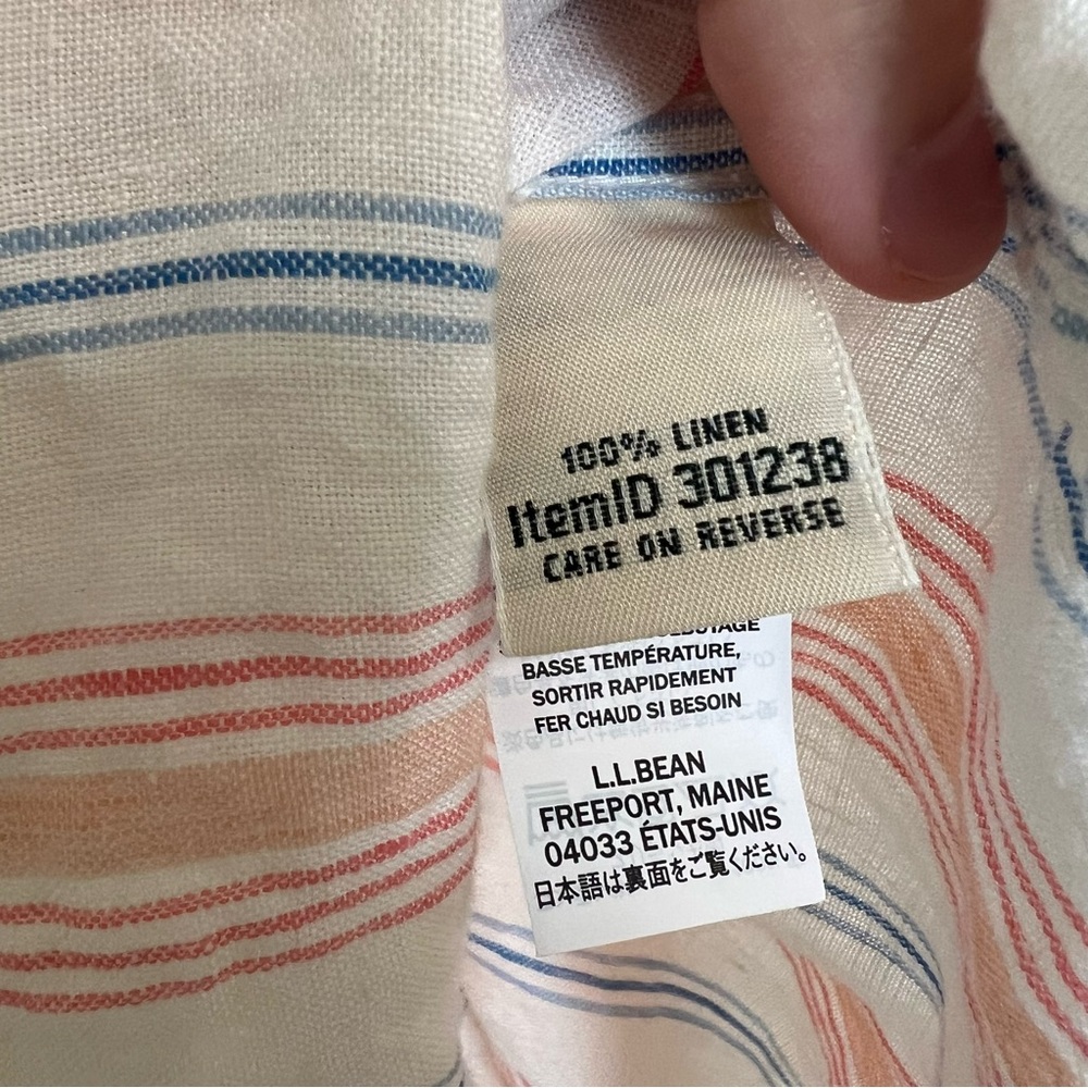 L.L. Bean Striped 100% Linen Button Down Long Sleeve Shirt Size XS (P) Coastal - Picture 10 of 10